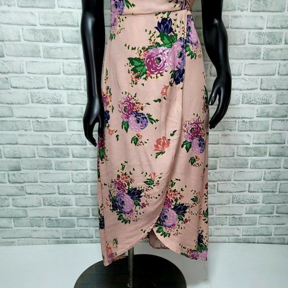 & Other Stories 4 Dusty Rose Pink Boho Floral‎ Wrap Tie Waist Summer Dress - Picture 4 of 12